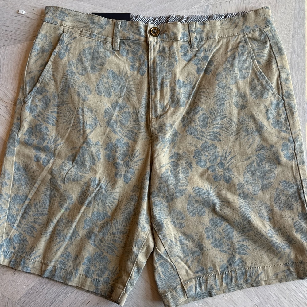 Jachs New York Bleecker Shorts Men’s 30 NWT Floral Tropical Print Khaki Blue